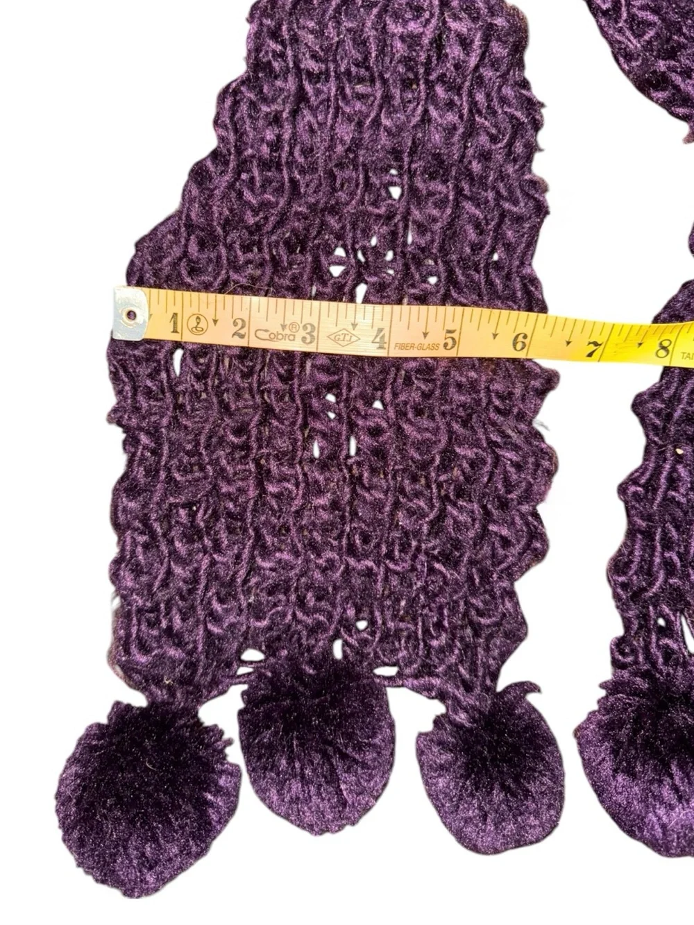 Plush Pom-Pom Knit Scarf - Purple